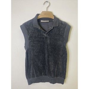 Fear of God Essentials Sleeveless Velour Polo Top Small Grey